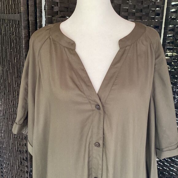 Roman’s Olive Green Short Sleeve Dress Coverup Plus Size 22W - Picture 6 of 11